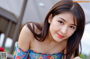 A naked asian woman sitting on a bed in a hotel room.