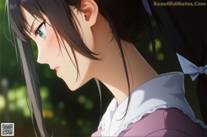 Anime girl with a flower in her hair.