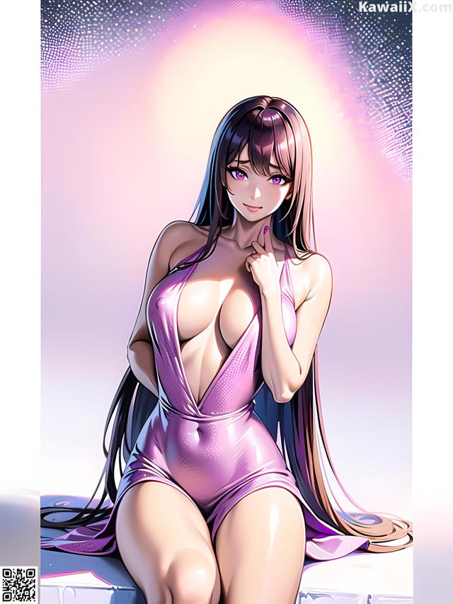 Hentai - 华彩繁花 Set 1 20230602 Part 25 No.11951a A woman in a purple bathing suit sitting on a bed.