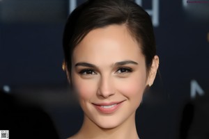 A woman with long brown hair wearing a black dress.